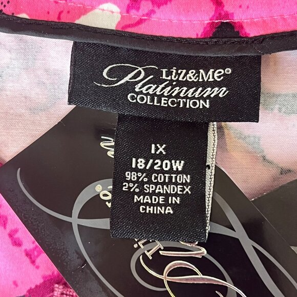Liz & Me Platinum Collection18/20 IX Pink Black Abstract Short Sleeve Career NWT - Picture 3 of 9